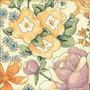 Kit de punto de cruz floral amarillo 1 Mill Hill 2022 Debbie Mumm fantasía floral - Imagen 1 de 2