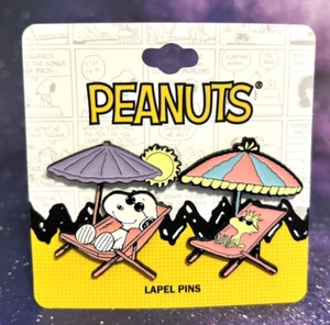 Peanuts Snoopy & Woodstock BEACHSIDE CHAIRS & UMBRELLA Pin Set - Picture 1 of 5