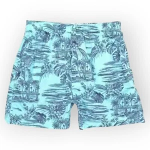 Tommy Bahama Woven Island Print 10.5" Boxer Shorts Aqua Blue Turquoise Size S - Picture 1 of 1