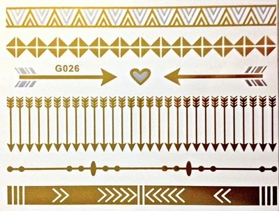 Flash Temporaneo Tatuaggio Adesivo Oro Argento 8 Pezzi Bracciale Collana G26S - Immagine 1 di 4