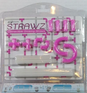 NEW Nuop Design STRAWZ Connectable Drinking Straws Pieces Purple Novelty Gift - Picture 1 of 5