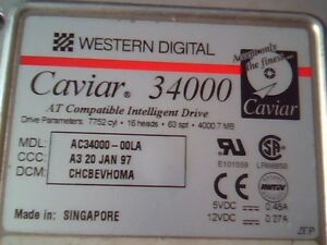 Hard Drive Western Digital Caviar 34000 AC34000-00LA CHCBEVHOMA Jan 97