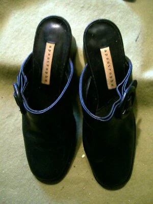 Apostrophe Women Black Leather Slip On Clog Block Heels Size 6.5 M Shoes - Изображение 1 из 4