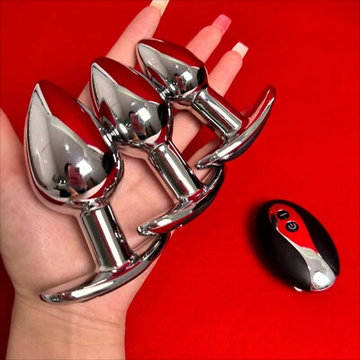 Vibrador de metal con tapón para glúteos masajeador de próstata consolador anal juguete sexual para hombres mujeres Foto 1 de 4