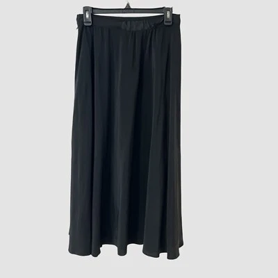 无品牌黑色复古高腰丝绸中裙 US8(现代尺寸 4) — 第 1/4 张图片