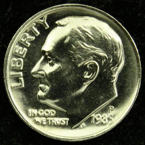 1985 P Uncirculated Roosevelt Dime BU (C04) Cover