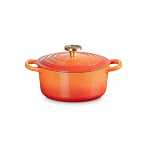Le Creuset 100th Anniversary Flamme Dorée Signature Cocotte Ronde 18cm - Picture 1 of 9