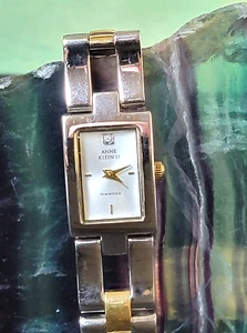 Anne Klein Diamond Watch Women 17mm Gold & Silver Tone Band New Battery - Picture 1 of 13