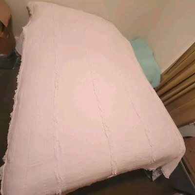 Simply Shabby Chic COTTON Muslin Raw Edge Pink Ruffled Quilt TWIN 68x89” VGUC - Image 1 of 4