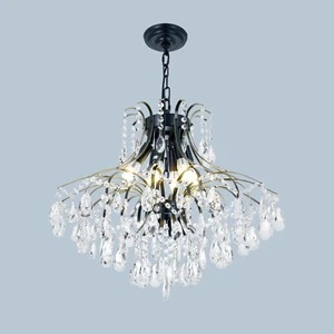 24" Classic Crystal Chandelier 6-Light Antique Ceiling Light Pendant Fixtures - Picture 1 of 13