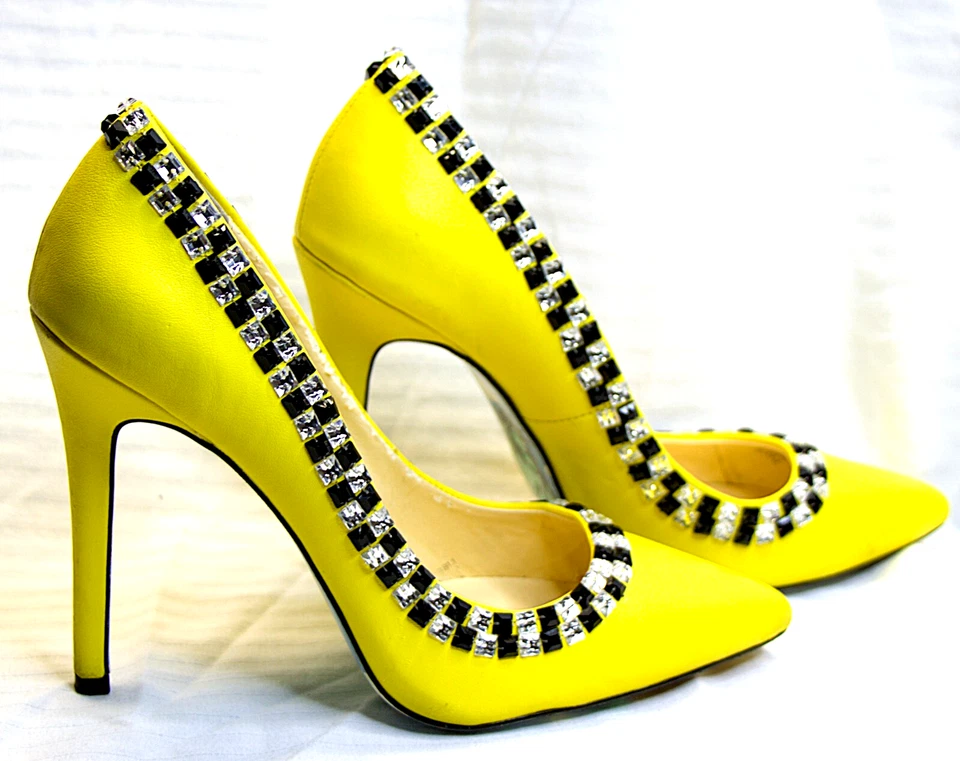 Zapatos de tacón alto Taylor Says Yellow Cab New York 6,5 diamantes de imitación Foto 1 de 4