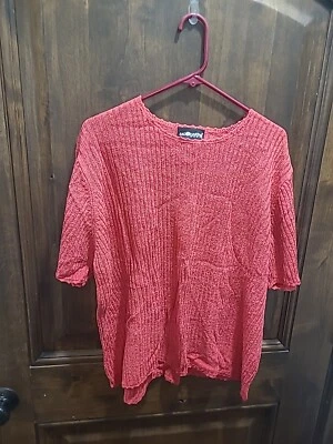 SAG HARBOR Soft Red Pullover SS Cable Knit Sweater Top 2XL - Image 1 of 4
