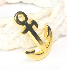 Anker vergoldet auf Zamak handgefertigt Charm Anhänger Marine Armband Schmuck #232 - Bild 1 von 5