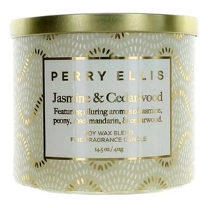 Perry Ellis 14.5 oz Soy Wax Blend 3 Wick Candle - Jasmine & Cedarwood - Picture 1 of 3
