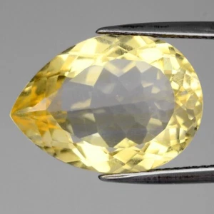 💎 10.20ct 18x13mm VS Pear Natural Yellow Citrine - Brazil Gemstone - Imagen 1 de 4
