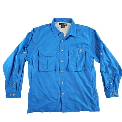 ExOfficio Buzz Off Blue Button Up L/S Mesh Vented Poly/Cotton Fishing Shirt XL - Image 1 of 4