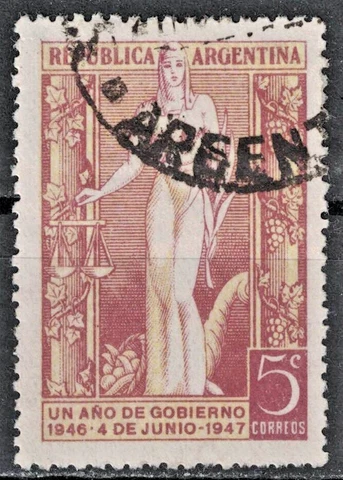 ARGENTINA:1947 SC#565 Used 1st anniversary of the Peron government  AJ1104 Cover
