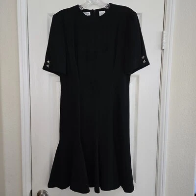 Vestido Vintage Liz Claiborne Línea A Negro Cóctel Fiesta Estrella Botones Para Mujer 6 Foto 1 de 4