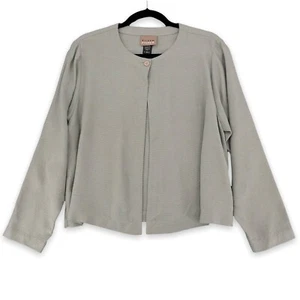 Chaqueta Cárdigan Eileen Fisher 2 Mediana Grande Botón Único Columpio Textura Seda - Imagen 1 de 12