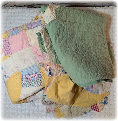 Vintage 1930 Cutter Quilt Big Pieces Slow Stitch, Junk Journal, 36x40, 40x6, 2lb - Image 1 of 4