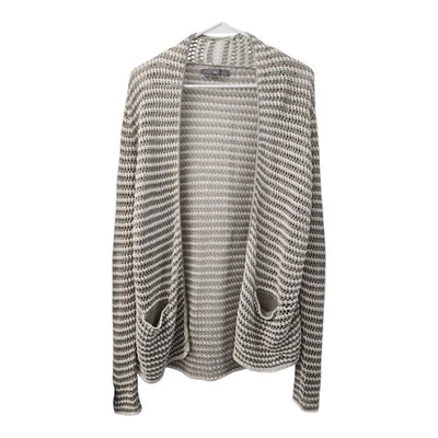 Suéter 360 Mujer Frente Abierto Lino Crochet Tejido Cárdigan Beige Crema Talla M Foto 1 de 4