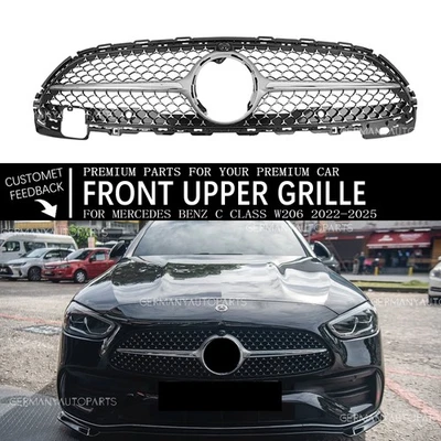 Silver Racing Grille For Mercedes Benz C-Class W206 2022-2025 C200 C300 C43 AMG - Image 1 of 4