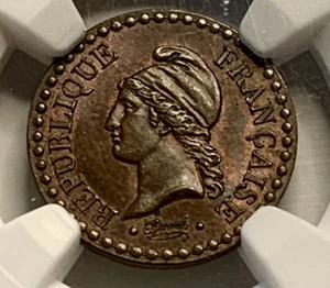 1849A France 1 Centime Coin - NGC MS 65 BN (Brown) KM #754 - Picture 1 of 4