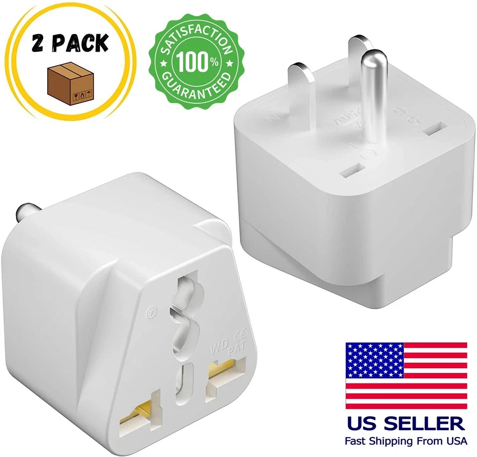 2 Pcs Universal UK US AU EU to American US USA Outlet Plug in Adapter Converter - Image 1 of 4