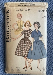 UNCUT*Vintage 60s BUTTERICK 9261 Daytime Dresses - Pattern -Sz:14, B:34” - Picture 1 of 6