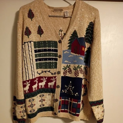 Vtg Northcrest Womens Cardigan Sweater Sz XL Button Up Tight Knit Wool Blend - Image 1 of 4