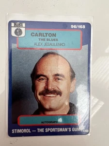 Tarjeta de lente escaneada de goma Stimorol Alex Jesaulenko Carlton The Blues AFL 1990 - Imagen 1 de 2