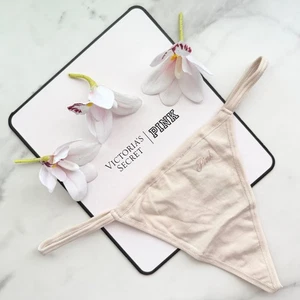 PINK Victoria's Secret Cotton Smooth V-String Panty Marzipan Size S/M/L/XL - Picture 1 of 9