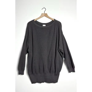 PLANET BY LAUREN G Waffle Knit Top Long Sleeve Tunic Cotton Gray One Size OSFA - Picture 1 of 8