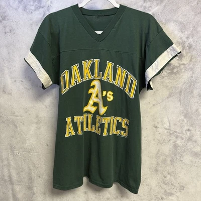 Vintage 80s Oakland Athletics A's T Shirt Mens Large Green Logo 7 MLB (READ) - Image 1 of 4