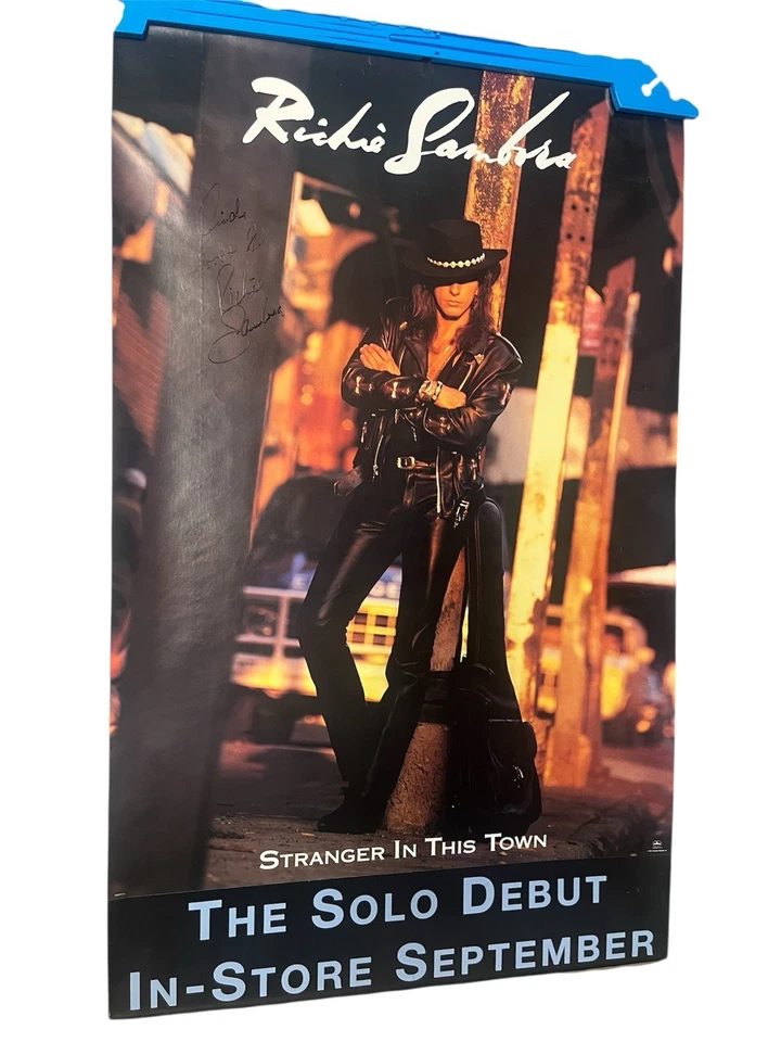 PÓSTER PROMOCIONAL ORIGINAL FIRMADO Richie Sambora Stranger In This Town AUTO Bon Jovi Foto 1 de 4