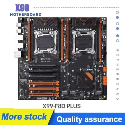 X99 Dual CPU Motherboard F8D PLUS DDR4 RECC 512GB M.2 NVME NGFF USB3.0 E-ATX - Image 1 of 4