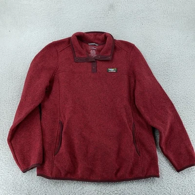 L.L. Bean Sweater Fleece Pullover Misses Womens XL Burgundy Heather Snap Collar - Image 1 of 4