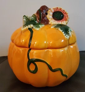 Royal Norfolk Fall Autumn Ceramic Pumpkin Candy Jar Vintage - Picture 1 of 9