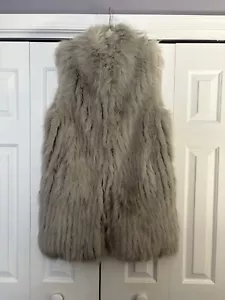 Donna Salyers Fabulous Furs-Grey Faux Fur Long Vest NWT Size Medium - Picture 1 of 7