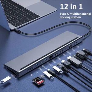 12 in 1 Type C Dock Hub USB C Laptop Docking Station Adapter For MacBook DELL HP - Picture 1 of 12