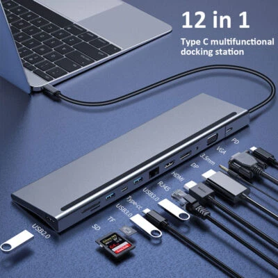 12 in 1 Type C Dock Hub USB C Laptop Docking Station Adapter For MacBook DELL HP - Image 1 of 4