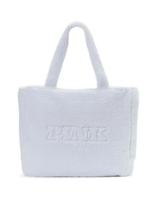 NWT VICTORIA'S SECRET PINK SHERPA FLEECE LOGO TRAVEL BEACH GYM TOTE BAG W ZIPPER - Picture 1 of 7