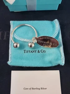TIFFANY & CO. VINTAGE STERLING SILVER LARGE OVAL RTT SREWBALL KEYCHAIN - Picture 1 of 2