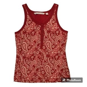 Tommy Hilfiger Classic Red and White Paisley style Womens Tank Top Size Large - Picture 1 of 2