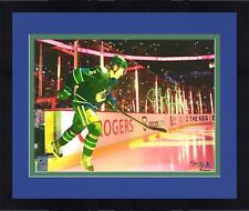 FRMD Brock Boeser Canucks Signed 11x14 Blue Jersey Stepping on Ice Photo - LE 22