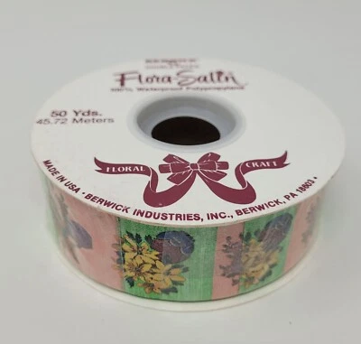 全新 Berwick Flora-Satin 着色花盆 花卉工艺丝带 1-7/16 x 50 码 — 第 1/4 张图片