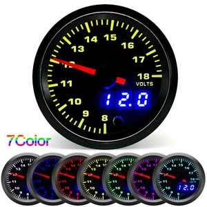 2" 52mm 7 Color Backlight Car Pointer Volt Meter Voltmeter Voltage Gauge 8-18V   - Picture 1 of 16