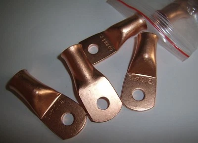 (4) Wire Ring Terminal Copper 1/0 AWG Gauge 1/4" Connectors Car Audio Terminals - Image 1 of 2