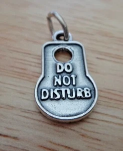 11x14mm Do Not Disturb Hotel Door Sign Sterling Silver Charm - Picture 1 of 3