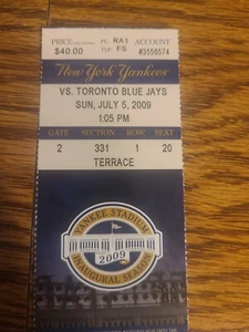 NEW YORK YANKEES Toronto Blue Jays UNUSED TICKET STUB 7/5/2009 Jeter 4 hits HR - Picture 1 of 5